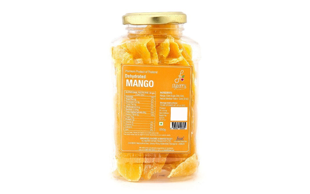 Flyberry Gourmet Dehydrated Mango    Glass Jar  250 grams
